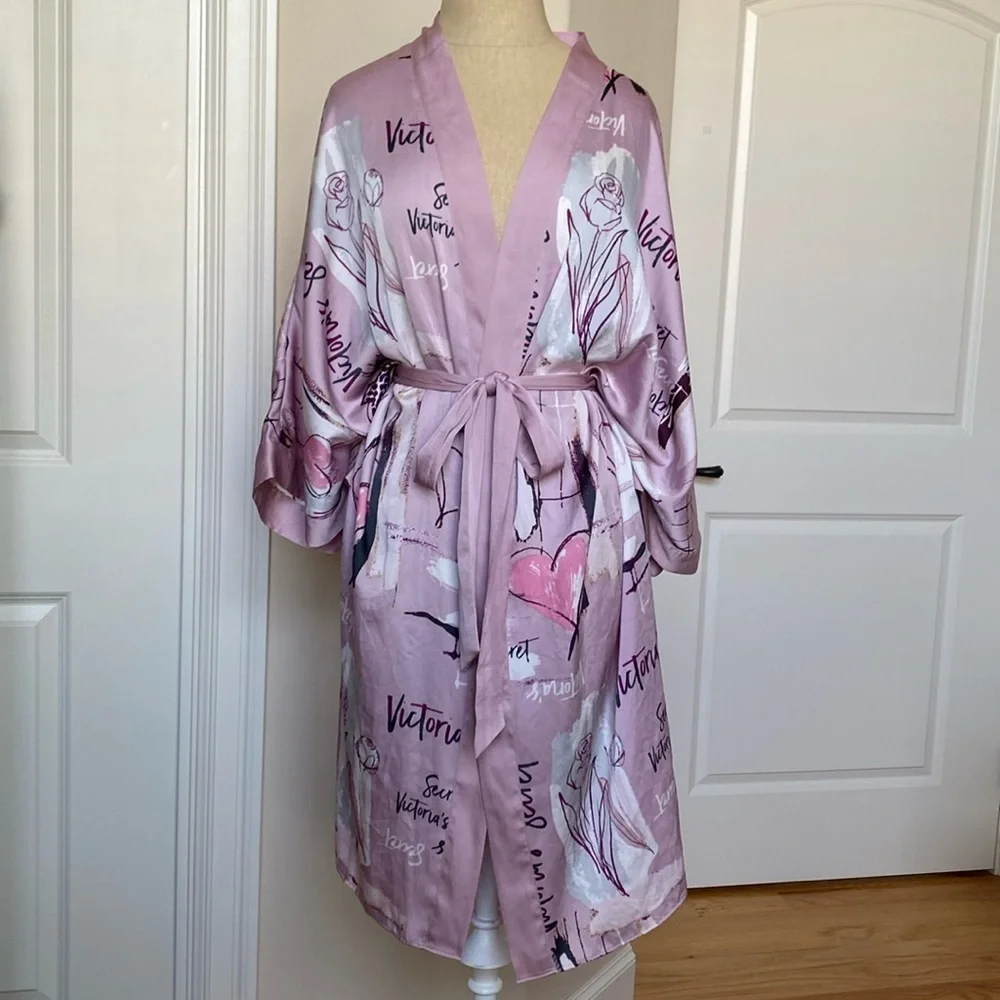 Victoria Secret loungewear/robe Women’s VS branded slinky sexy Pink purple M/L - Picture 1 of 12